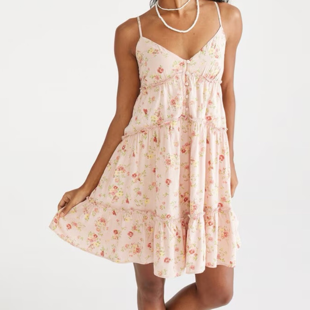 aéropostale floral v-neck ruffled babydoll dress